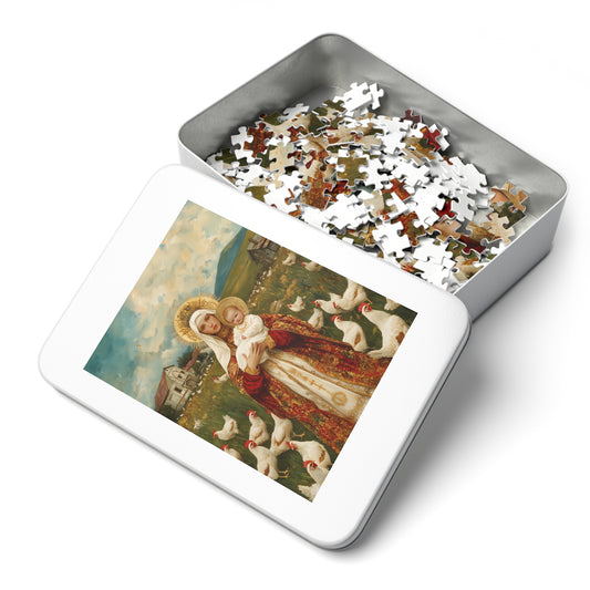 Our Lady of the Hens: Protector of the Humble Flock - Puzzle and Keepsake Tin - Religious (30, 110, 252, 500,1000) - Religious Puzzle