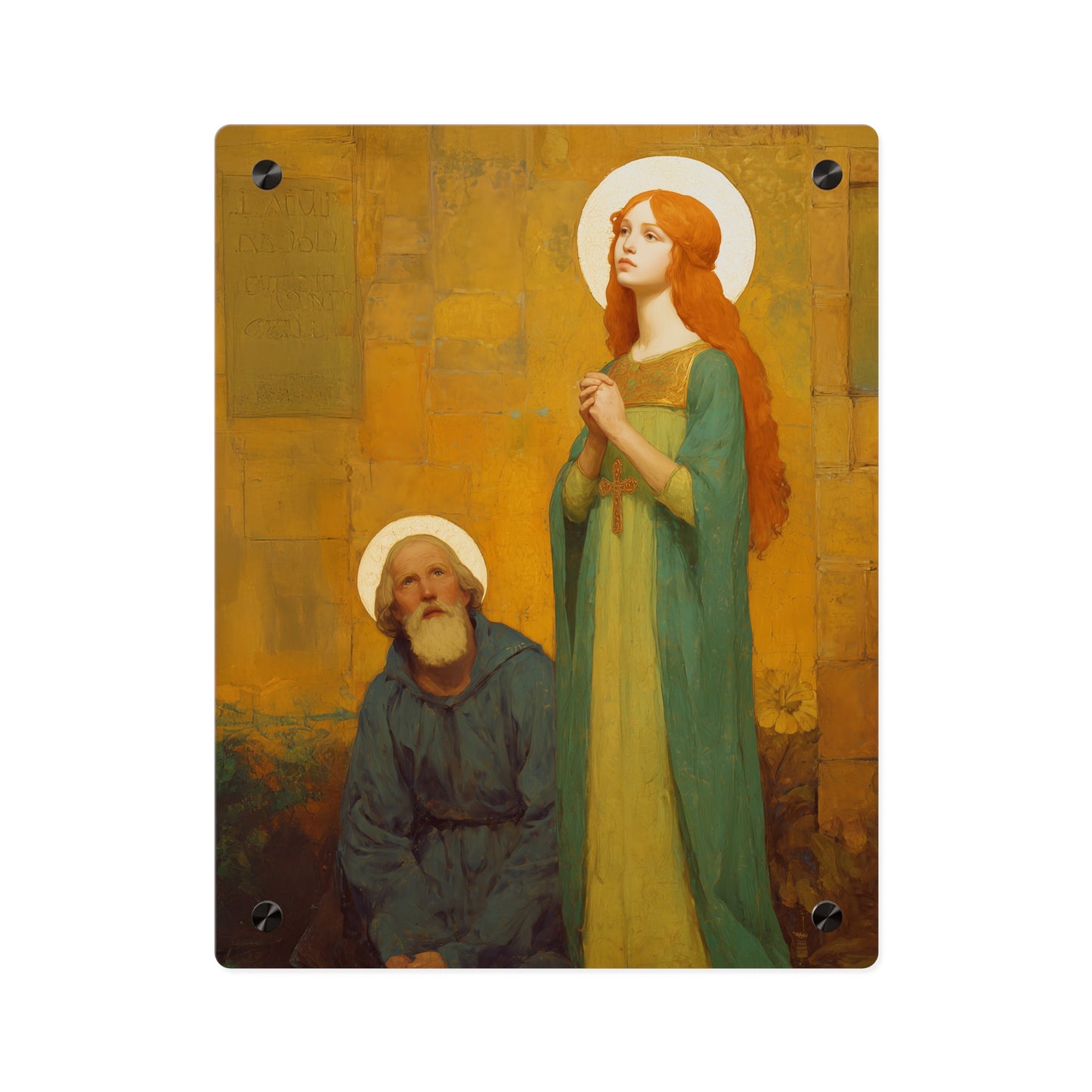 Saints Cyprian and Justina Wall Art Panel - Ready to Hang Acrylic Print - Catholic Saint Art - Patron Saint Print - Martyr Art