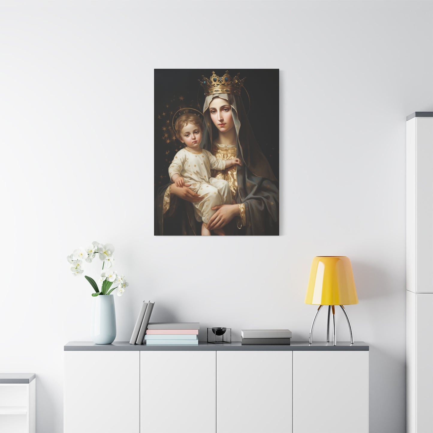 Our Lady of Mount Carmel - Museum Wrapped Canvas - Sanctified Souls Print - Mary the Blessed Virgin