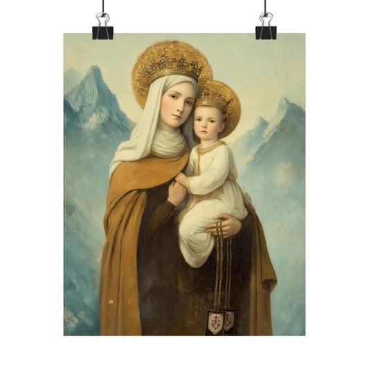 The Gift of the Scapular - Our Lady of Mount Carmel - Sanctified Souls Print - Multiple Sizes - Premium Matte Vertical Posters - Catholic