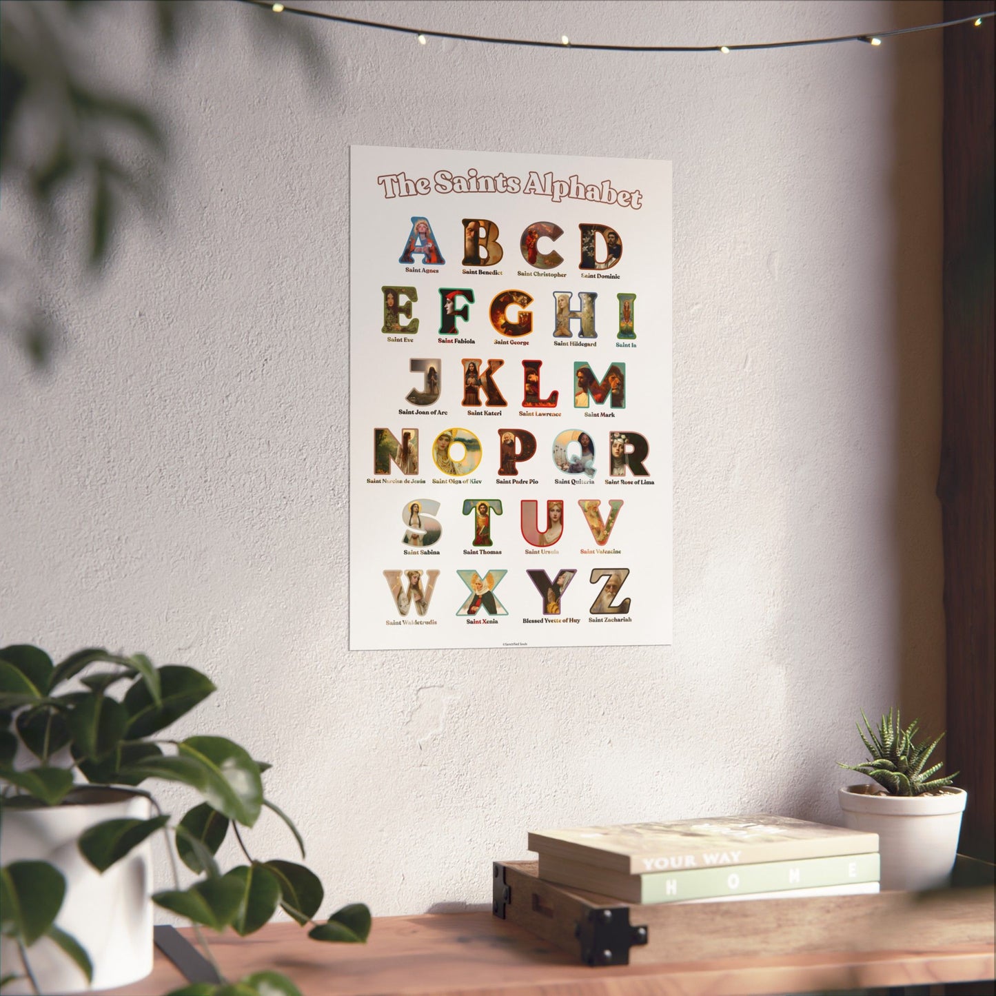 Catholic Saints ABC Print - Alphabet Poster - A to Z Saints Wall Art - Catholic Saints Chart- Classroom / Homeschool - Saints of the Church