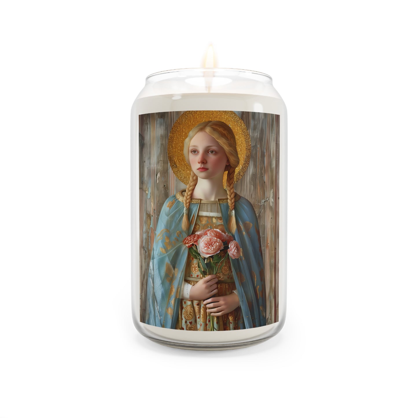 Saint Fina Portrait Candle  - Scented Prayer Candle, 13.75oz - Tall Size - Religious Prayer Candle - Catholic Art