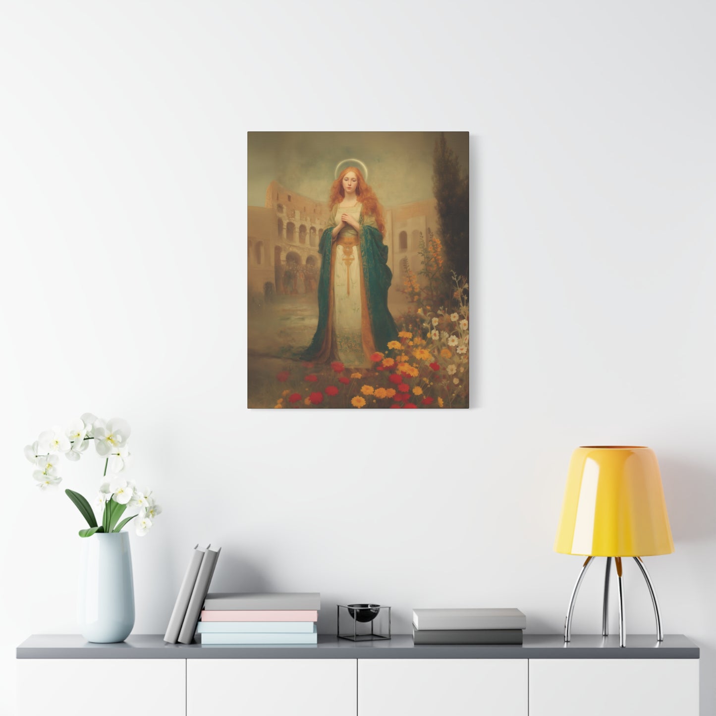 Saint Justina - Multiple Sizes - Catholic Home art - Museum Wrapped Canvas - Sanctified Souls Print - Catholic Martyr Art
