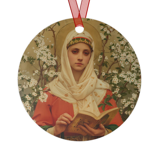 Saint Amelia / Saint Amalberga Metal Ornament - Religious Holiday Christmas Ornament and Keepsake - Catholic Keepsake