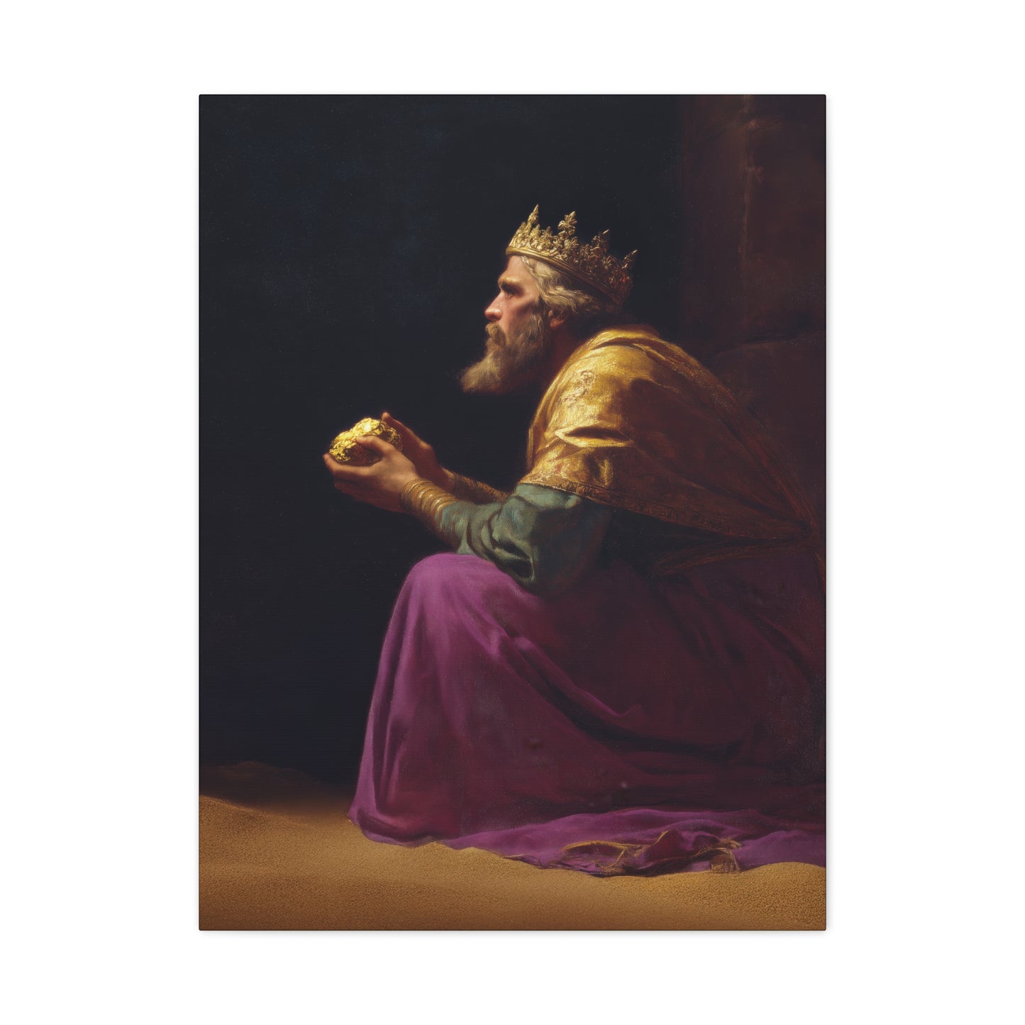 Melchior and the Gift Fit for a King - 3 Wise Men - Gallery Wrapped Canvas - Print - Religious Art for your Home - Catholic