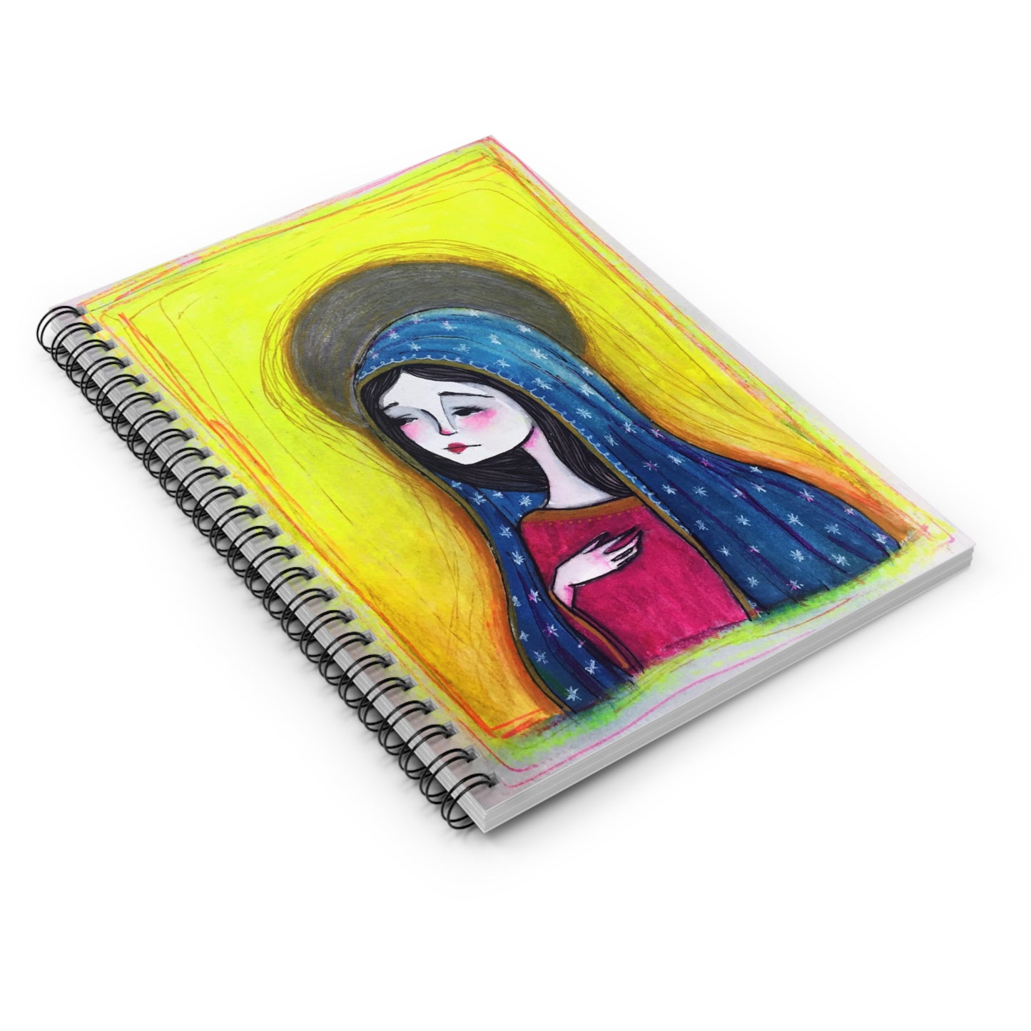 Our Lady of Guadalupe Lined Journal - Hand-Drawn Catholic Art - Spiral Notebook | Marian Devotion Prayer Journal | Religious Journal