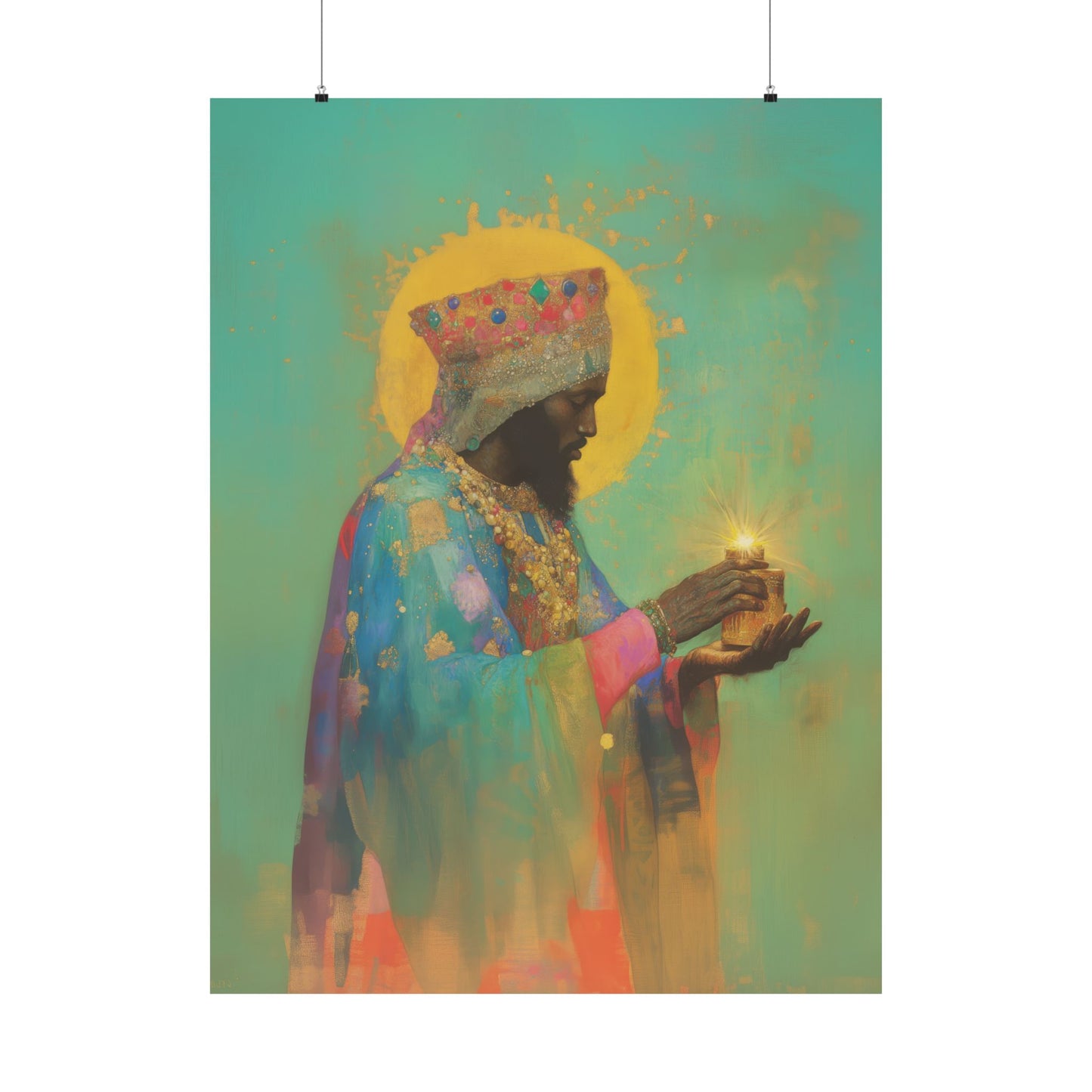 Balthazar and the Gift of Foretold Sorrow - 3 Wise Men - Sanctified Souls Print - Multiple Sizes - Premium Matte Vertical Posters