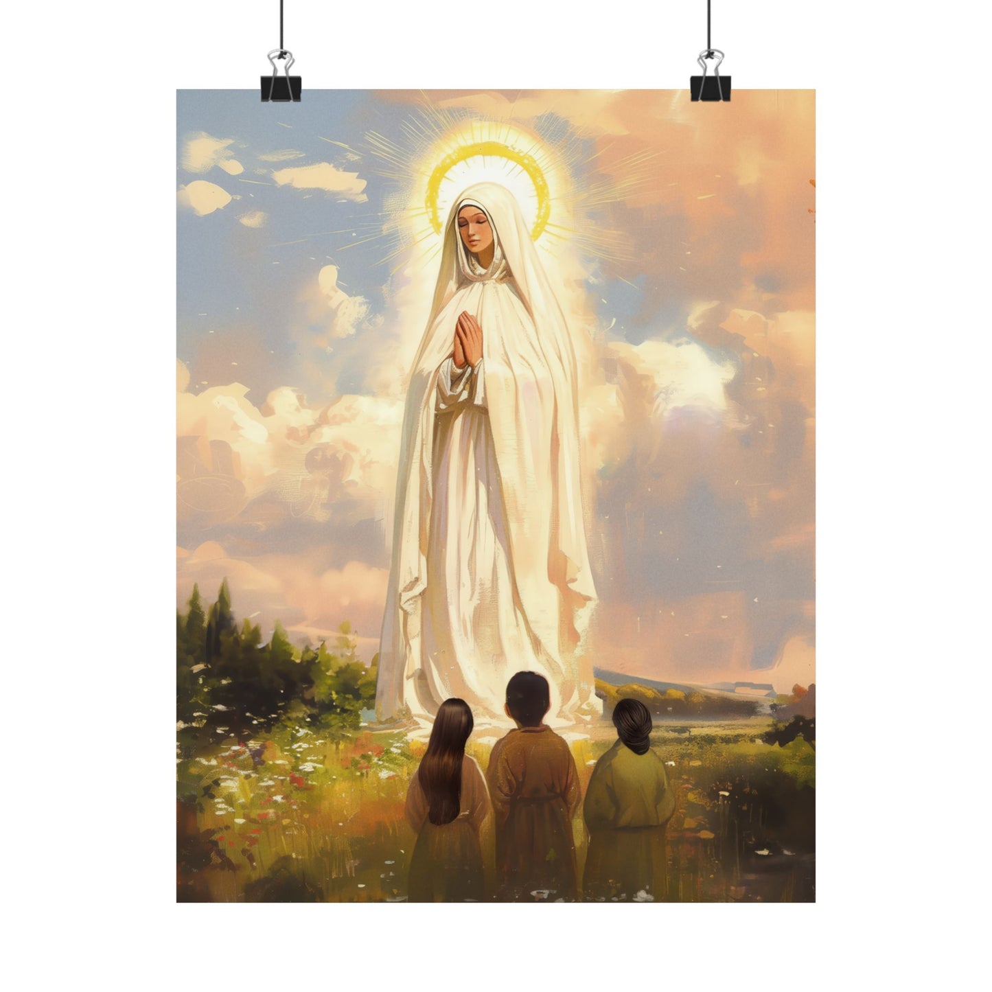 Our Lady of Fátima Poster Print - Sanctified Souls Print - Multiple Sizes - Premium Posters - Catholic Art for your home