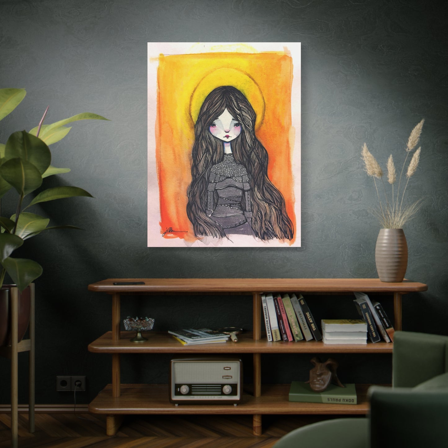 Saint Joan of Arc Canvas Print - Hand-Drawn Catholic Art Print | Christian Sacred Wall Art | Sanctified Solocosmo Religious Artwork