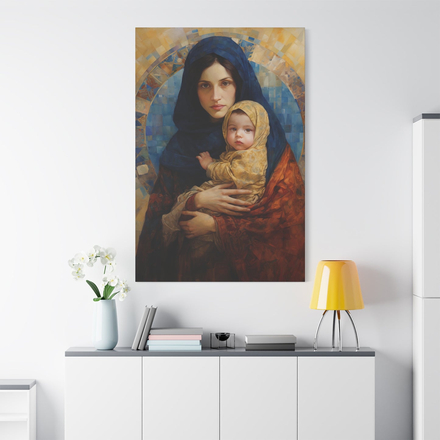 Maternal Seraph - Virgin Mary and Infant Jesus - Museum Wrapped Canvas - Religious Art for your Home - Catholic Art - Mary and Christ Child