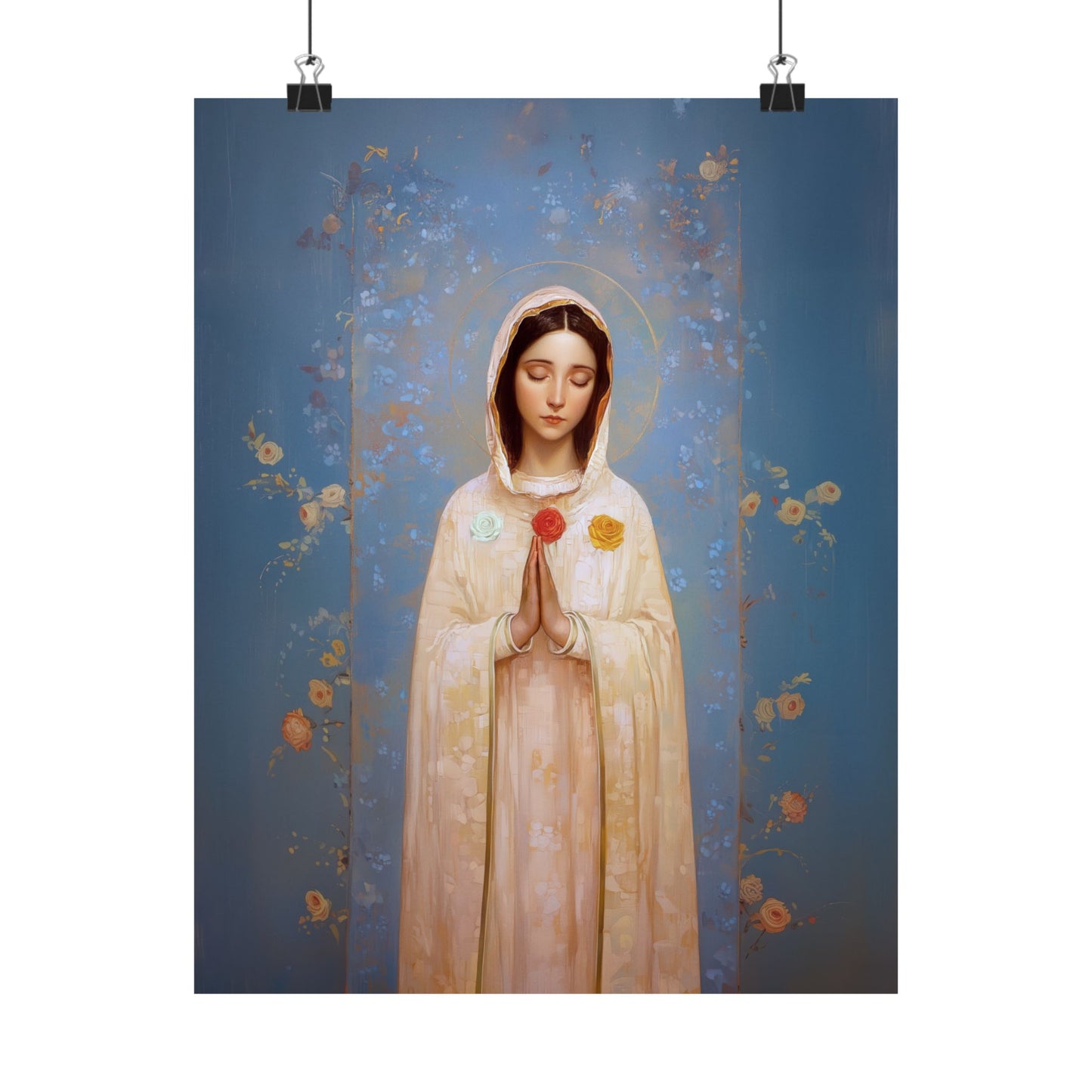 Rosa Mystica - Mystical Rose - Mother Mary - Marian Art - Sanctified Souls Print - Multiple Sizes - Premium Vertical Posters