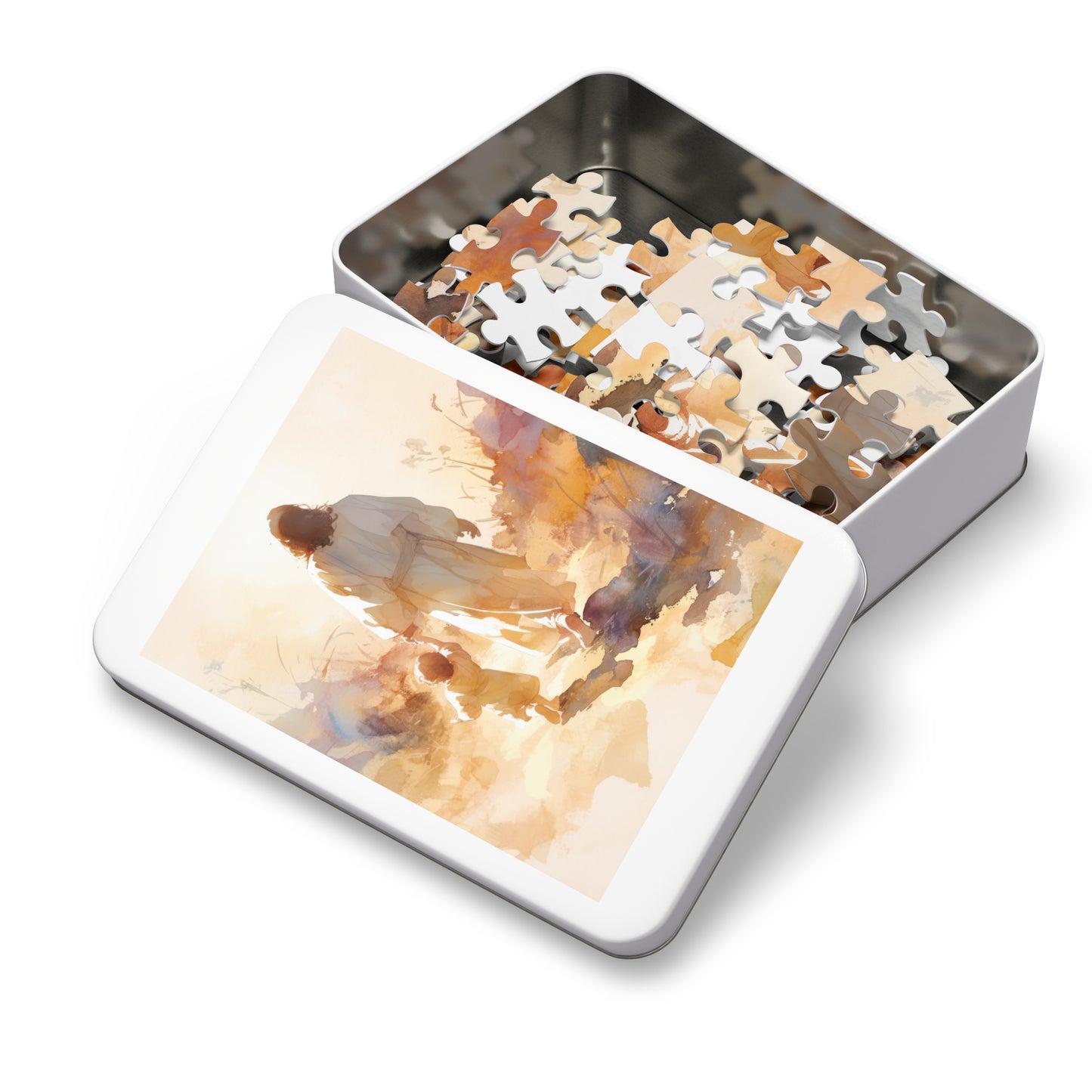 Jesus Guiding a Child in Faith - Christ and Child - Puzzle and Keepsake Tin - Religious (30, 110, 252, 500,1000) - Religious Puzzle