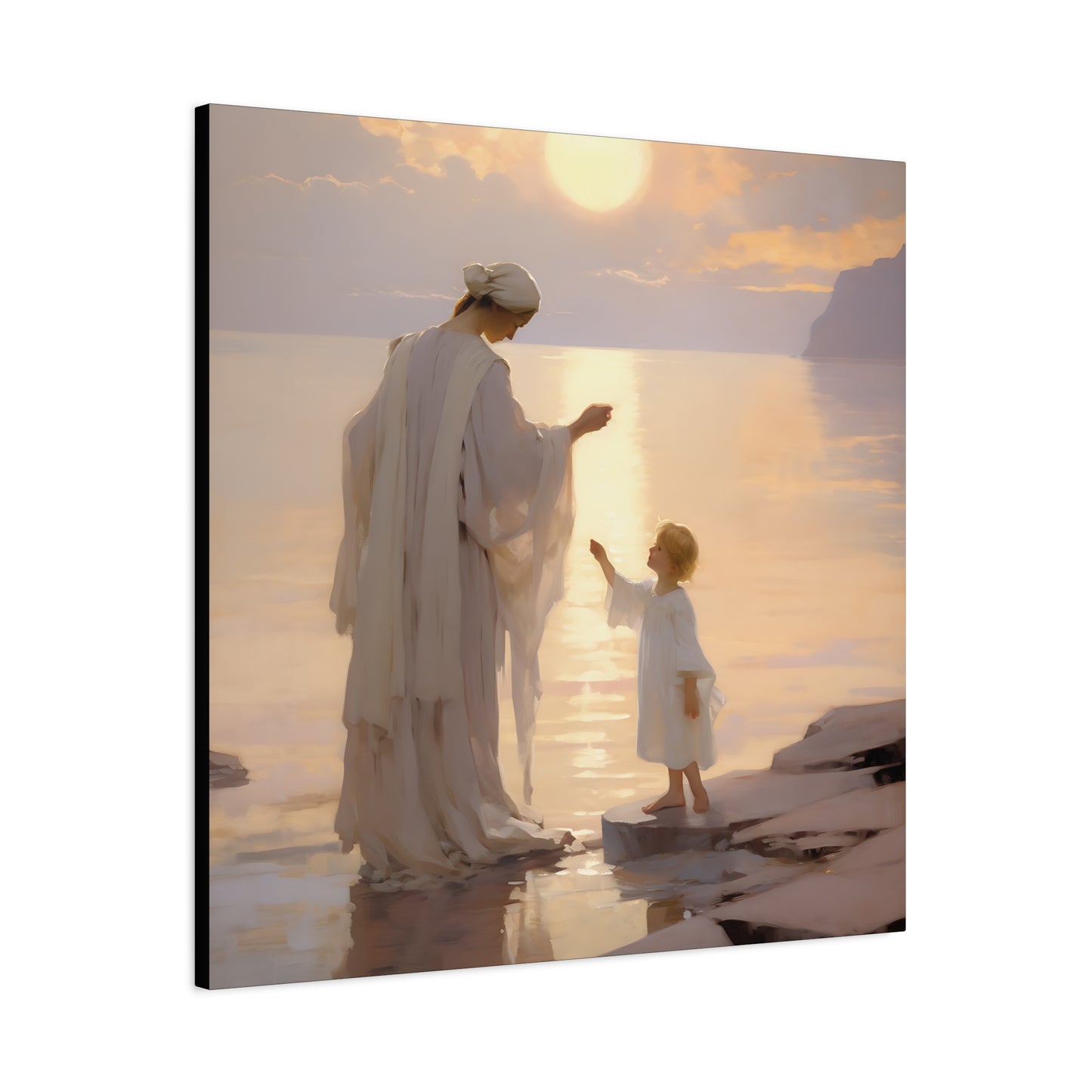 Divine Maternal Grace Museum Wrapped Canvas - Sanctified Souls Print - Mother & Child Nursery Art - New Mother - Religious Art for Mothers