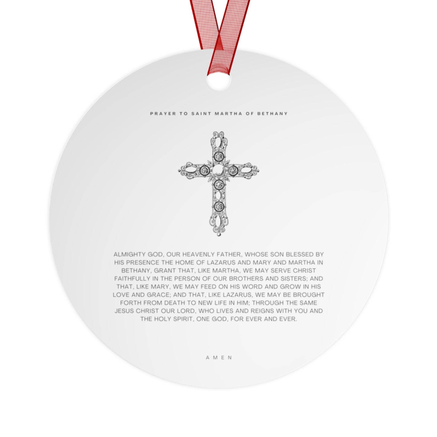 Saint Martha of Bethany Metal Ornament - Religious Holiday Christmas Ornament and Keepsake - Double sided - Prayer Ornament - Catholic Gift