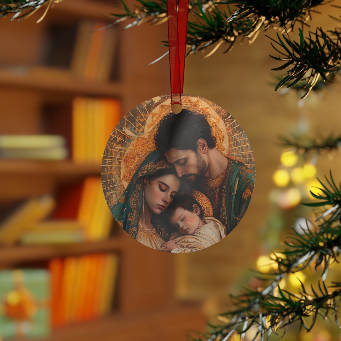 Divine Harmony - The Holy Family Metal Ornament - Religious Holiday Christmas Ornament and Keepsake - Prayer Ornament - Jesus, Mary, Joseph