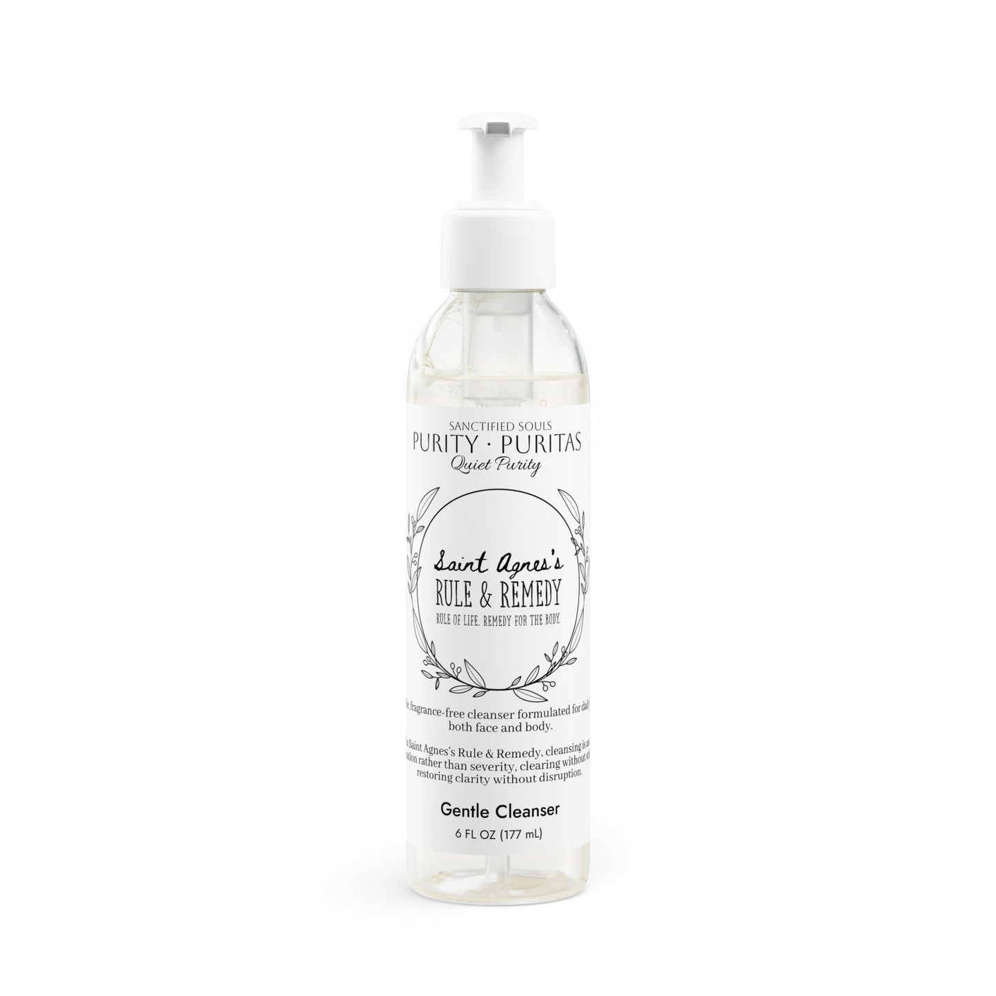 Saint Agnes's Rule & Remedy - Purity · Puritas - Quiet Purity - Gentle Face and Body Cleanser, 6 fl. oz. (177 ml)