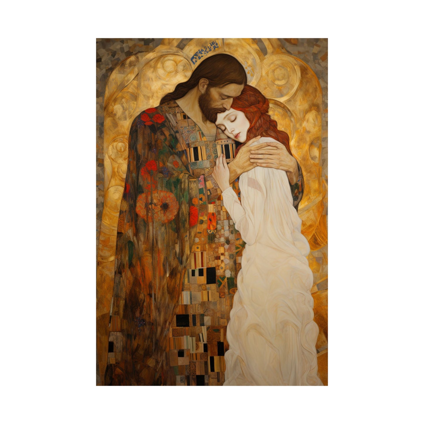 Christ Embracing Mary Magdalene Print - Sanctified Souls Print - Multiple Sizes - Premium Matte Poster