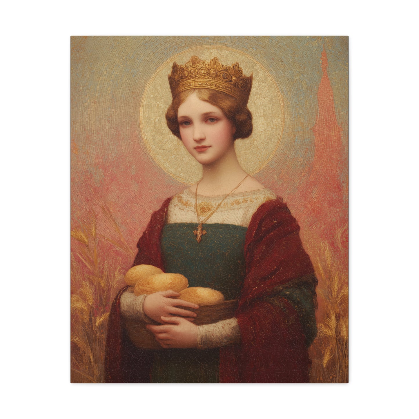 Saint Elizabeth of Hungary - Gallery Wrapped Canvas - Print - Religious Art for your Home - Catholic Patron Saint Art - Princess