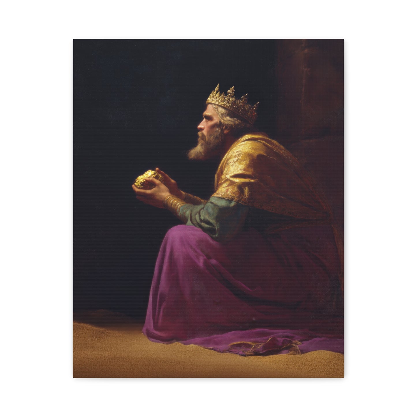 Melchior and the Gift Fit for a King - 3 Wise Men - Gallery Wrapped Canvas - Print - Religious Art for your Home - Catholic
