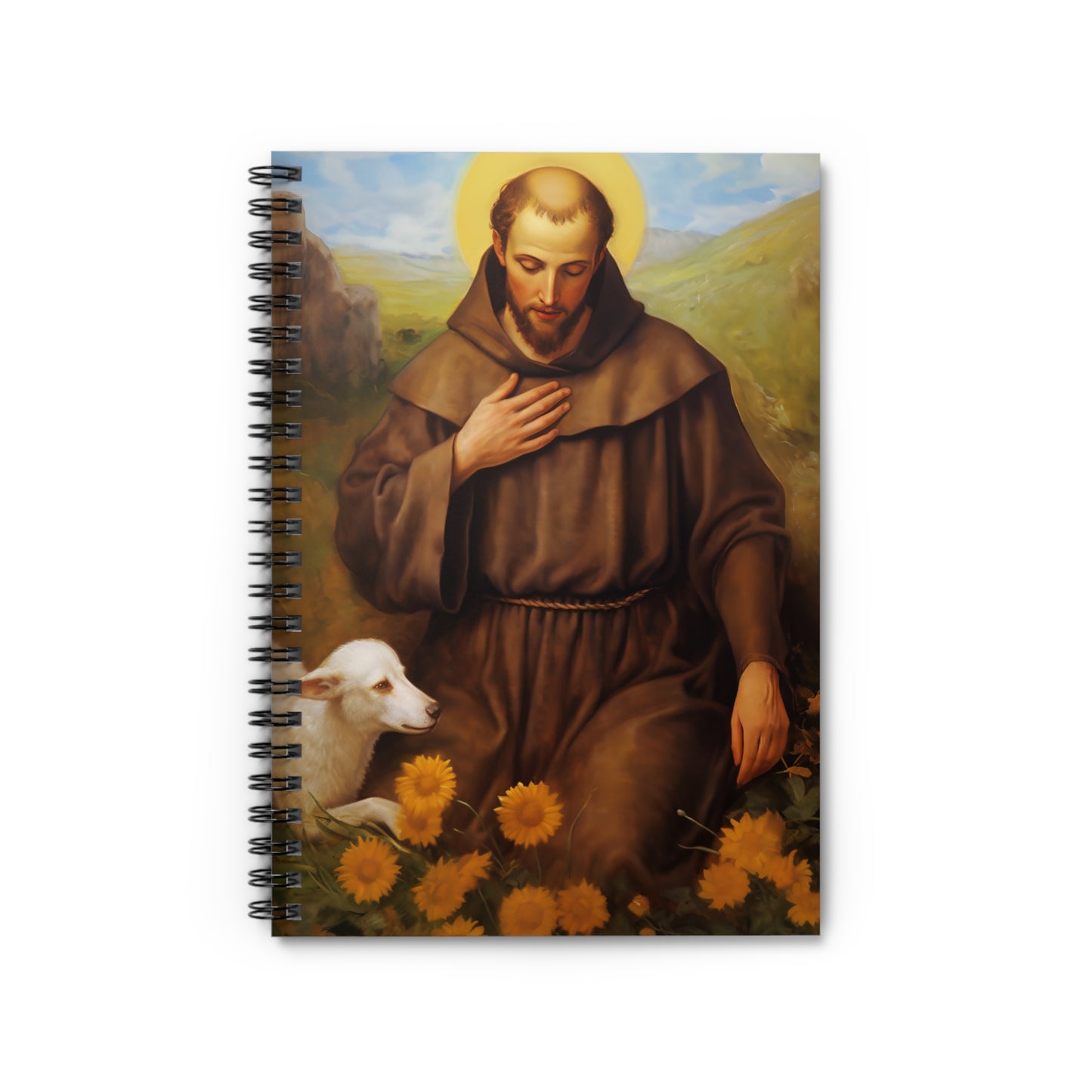 Saint Francis of Assisi - Sanctified Souls Art - Religious Based Notebook - Spiral Notebook - Ruled Line