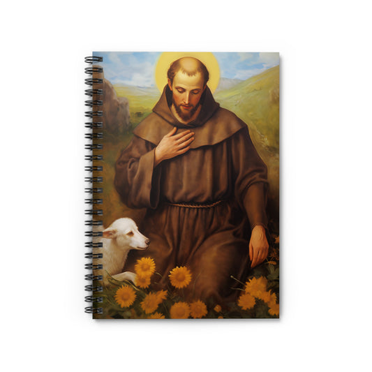 Saint Francis of Assisi - Sanctified Souls Art - Religious Based Notebook - Spiral Notebook - Ruled Line