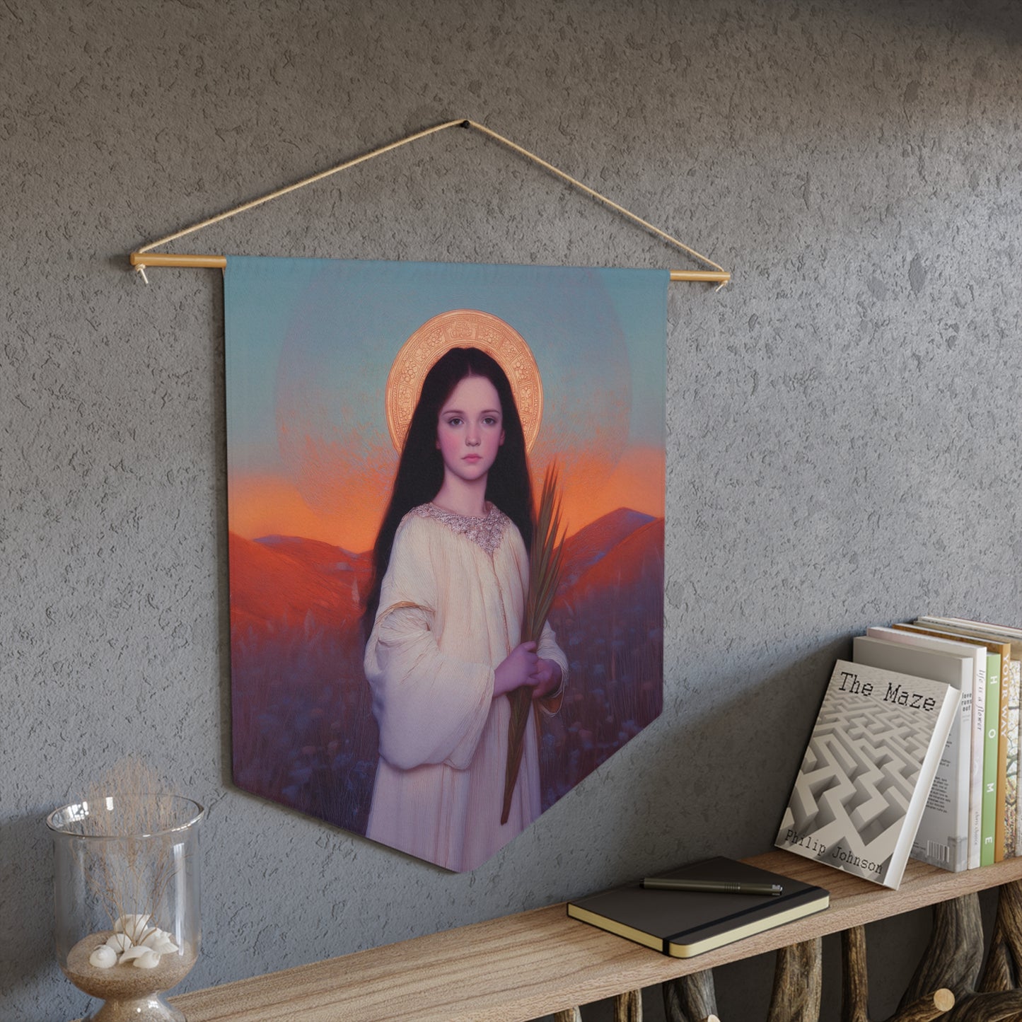 Saint Hope Pennant / Banner / Wall Hanging - Prayer room art - 18" x 21" - Catholic - Large Banner - Gifts for Catholics