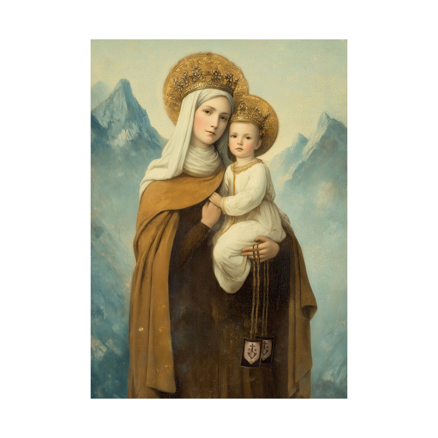 The Gift of the Scapular - Our Lady of Mount Carmel - Sanctified Souls Print - Multiple Sizes - Premium Matte Vertical Posters - Catholic