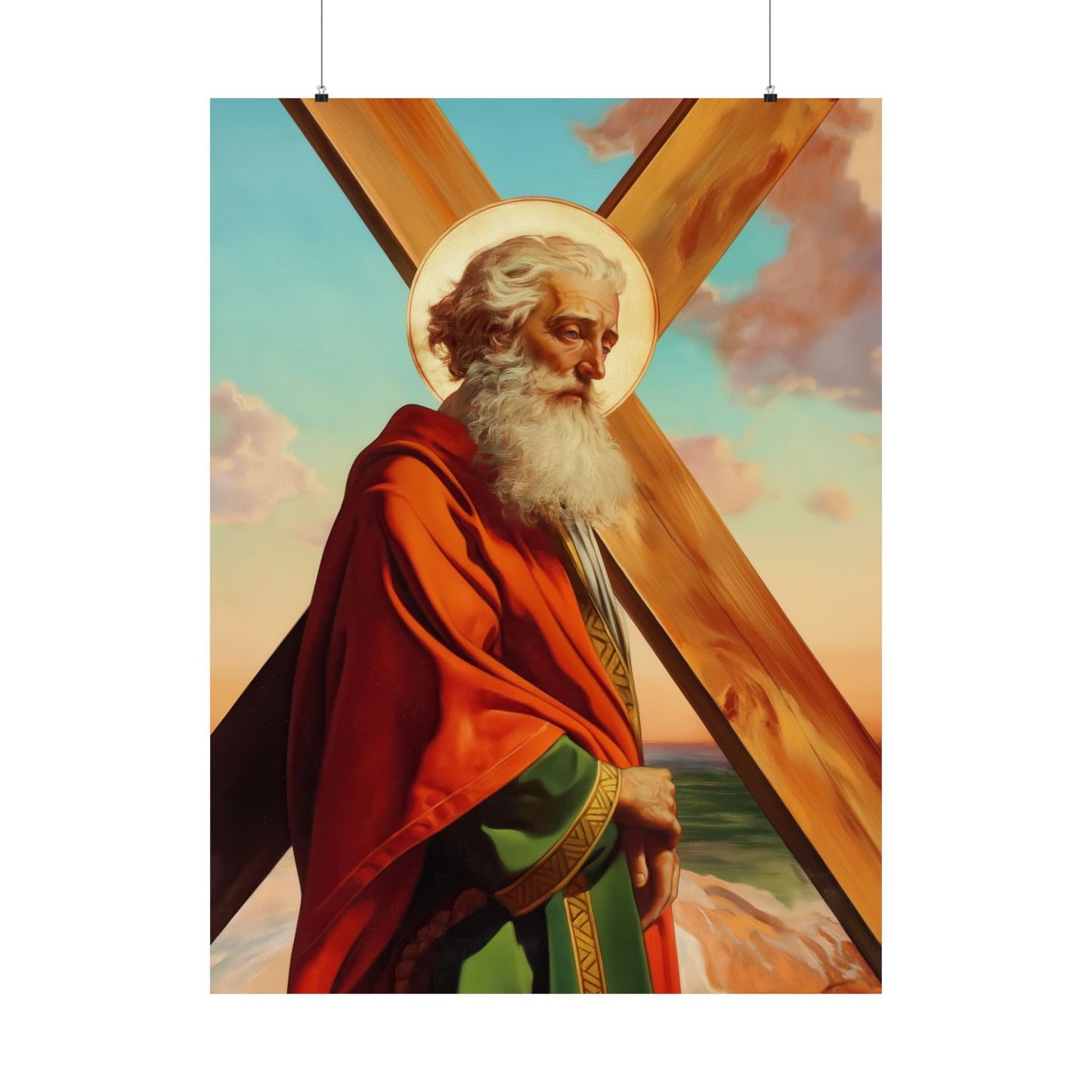 Saint Andrew the Apostle - Sanctified Souls Print - Multiple Sizes - Premium Posters - Catholic Art - Christian Home Decor Artwork