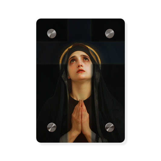 Our Lady of the Cross - Mother Mary  - Our Lady of the Crucifix - Marian Art - Wall Art Panel - Ready to Hang Acrylic Print - Catholic Art