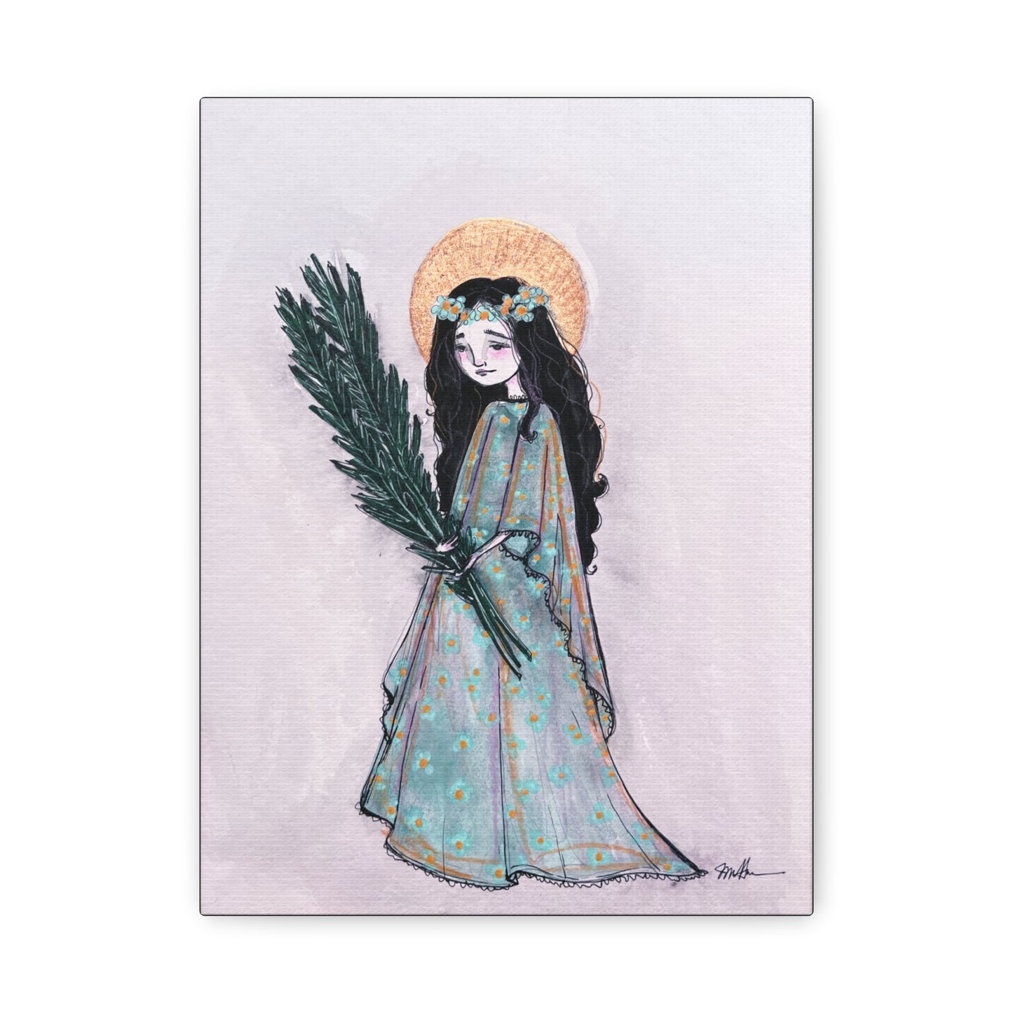 Saint Faith Canvas Print - Hand-Drawn Art - Catholic Print | Faith Hope and Charity Sacred Art | Sanctified Solocosmo Religious Artwork