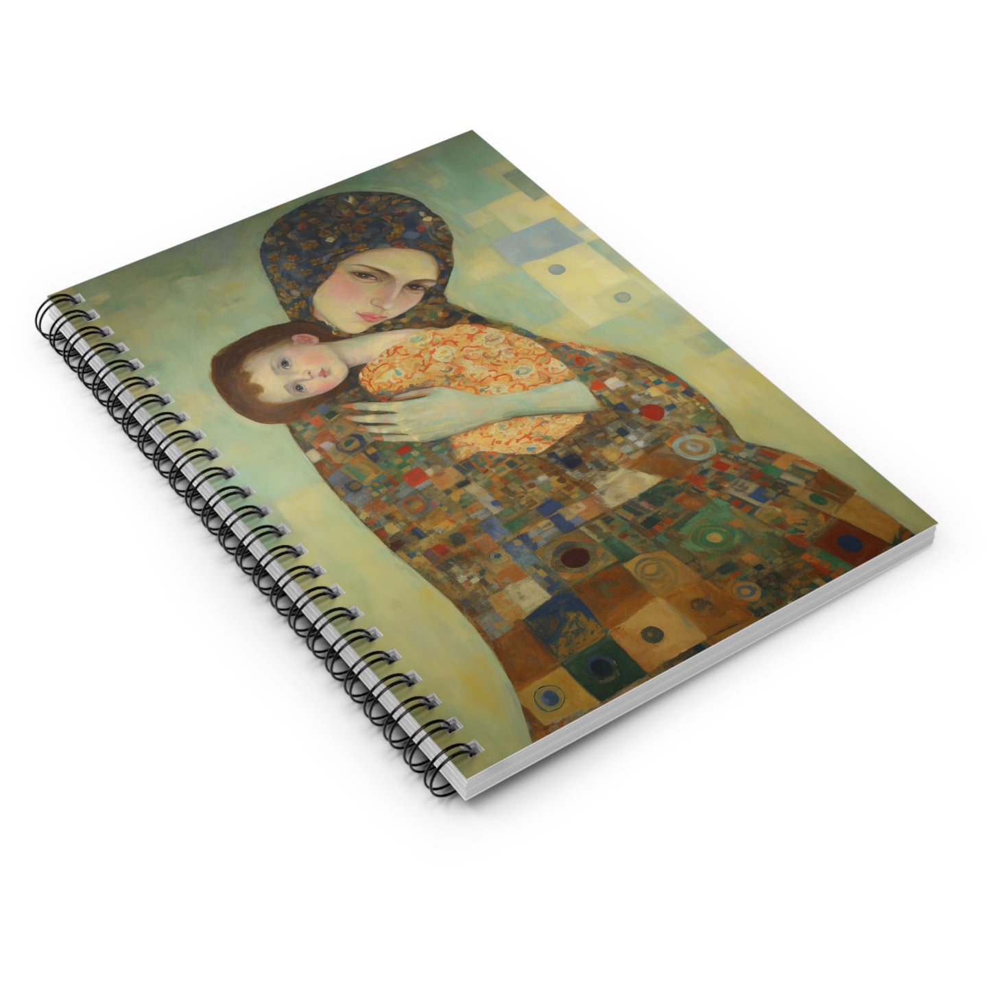 Cherished Blessing - Mary with Her Son - Based on Gustav Klimt's The Kiss - Journal - Religious Based Notebook - Spiral Notebook