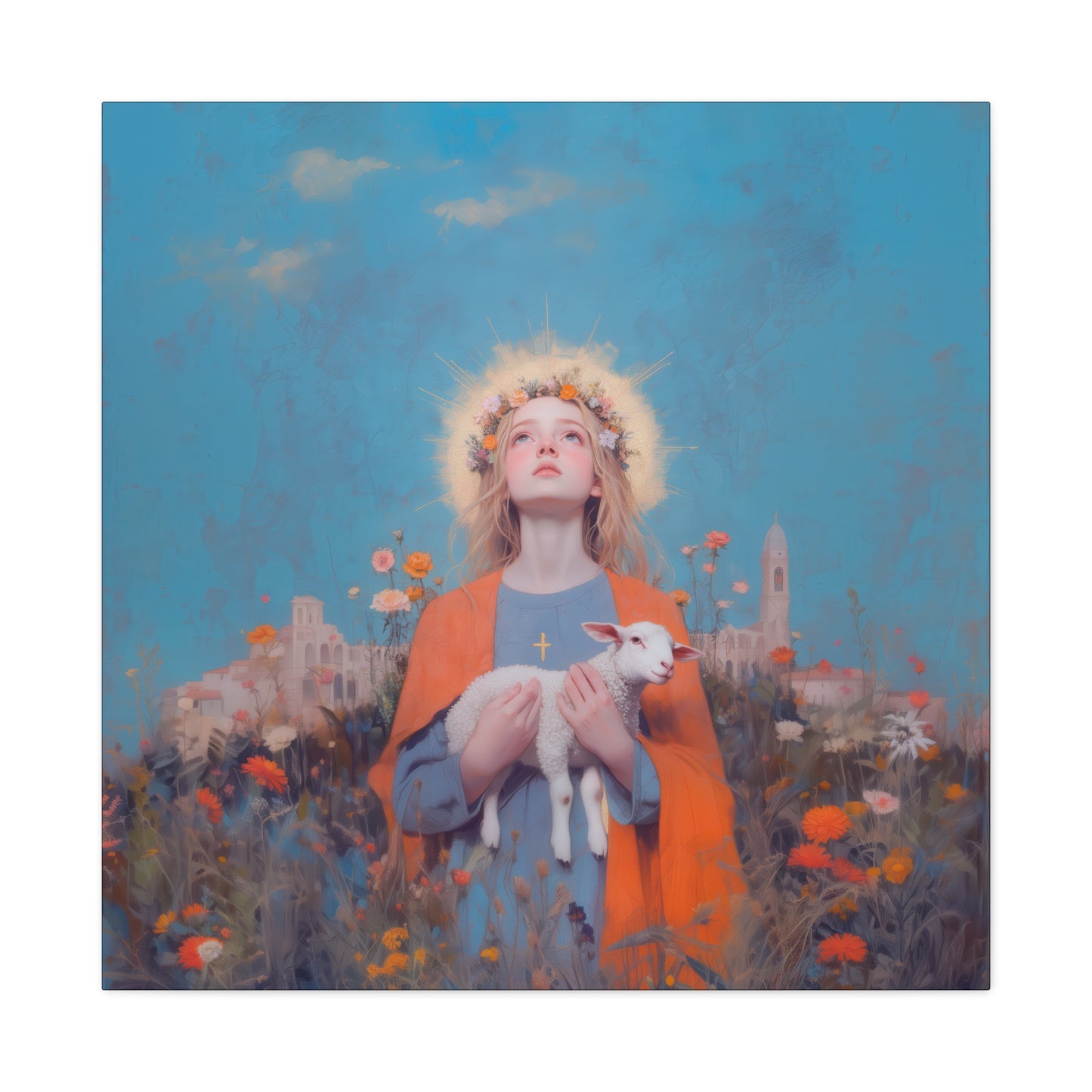 Saint Agnes of Rome -  Museum Wrapped Canvas - Sanctified Souls Print - Religious Art for your Home - Catholic Patron Saint Art