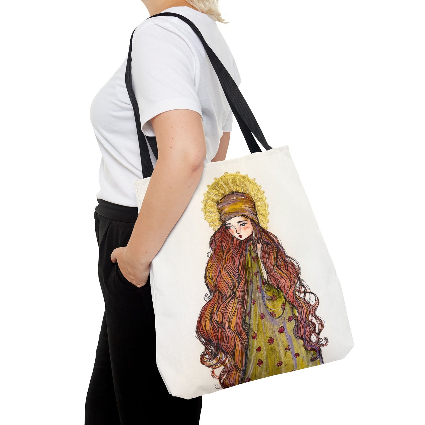 Saint Mary Magdalene Catholic Tote Bag | Christian Devotional Bag | Hand-Drawn Sacred Art Tote | Double Sided Religious Tote