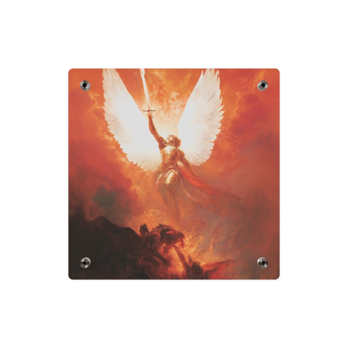 Saint Michael the Archangel  Wall Art Panel - Ready to Hang Acrylic Print - Catholic Saint Art - Patron Saint Print - No Frame needed