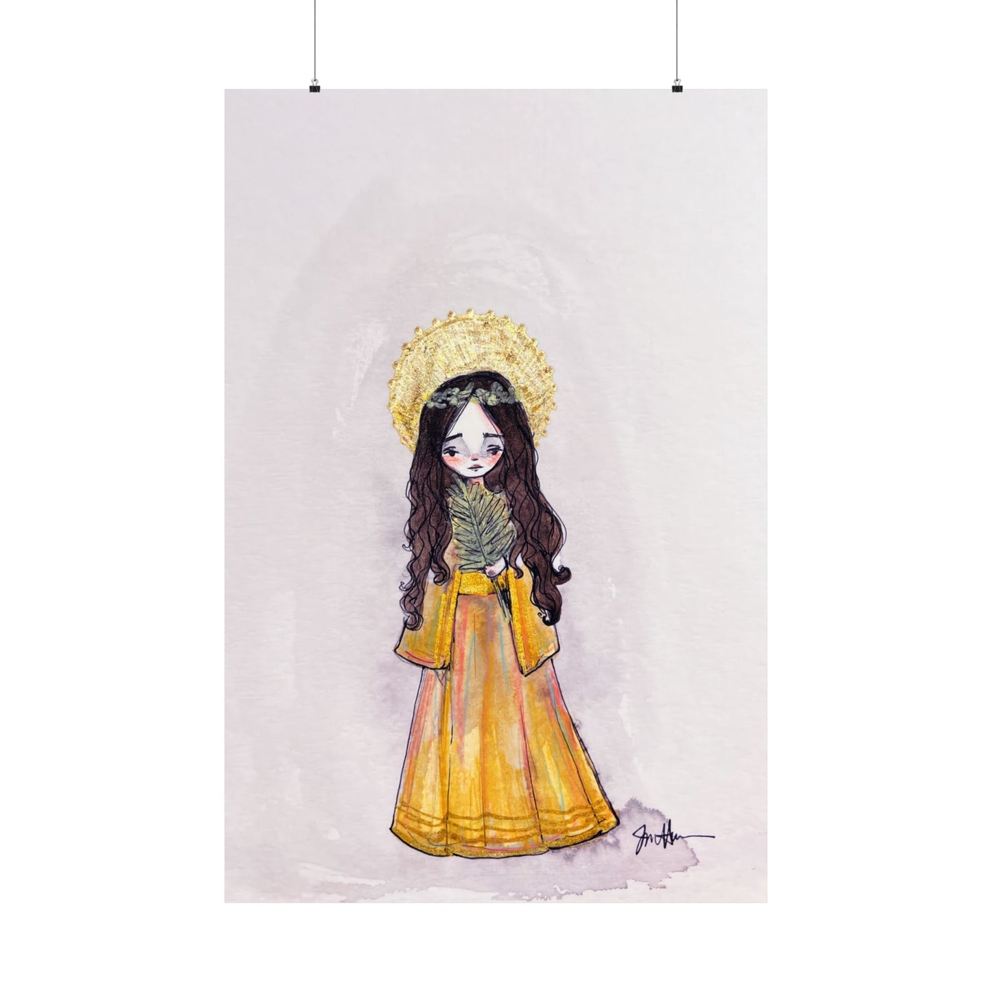 Saint Charity Poster - Hand-Drawn Art | Catholic Art Print | Faith Hope and Charity Youngest Sister | Devotional Wall Art