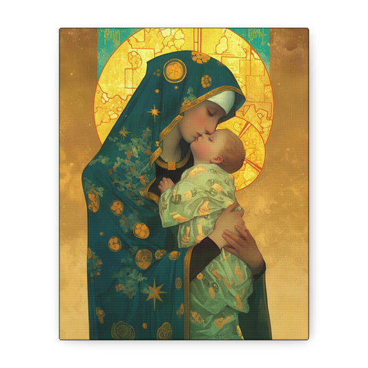 Peaceful Refuge - Mary and the Christ Child - Museum Wrapped Canvas - Print - Religious Art for your Home - Catholic Saint Art