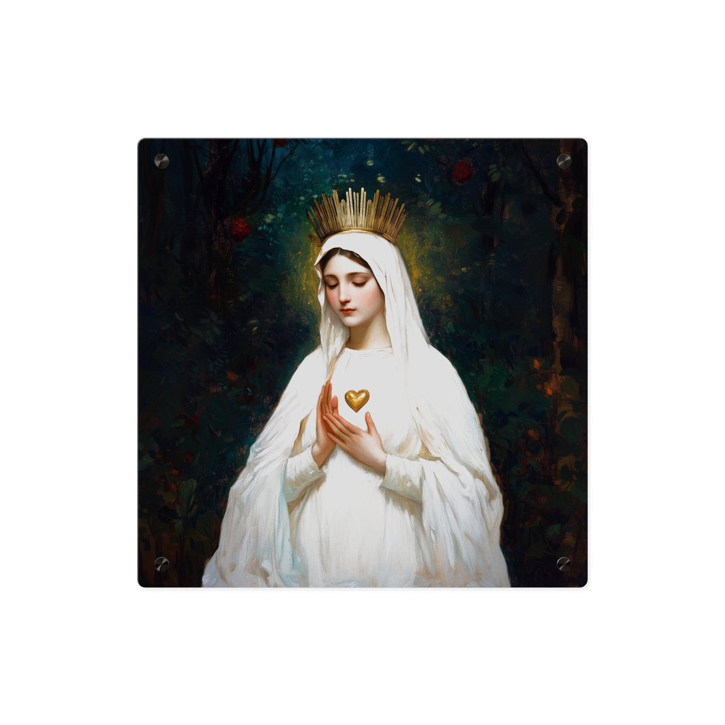 Our Lady of Beauraing - Our Lady of the Golden Heart - Marian Art - Wall Art Panel - Ready to Hang Acrylic Print - Saint Art - Catholic Art