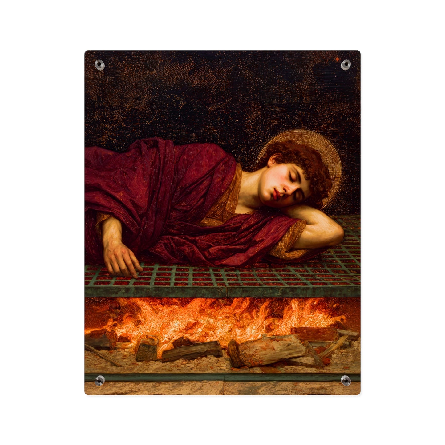 Saint Lawrence Wall Art Panel - Ready to Hang Acrylic Print - Catholic Saint Art - Patron Saint Print - No Frame needed