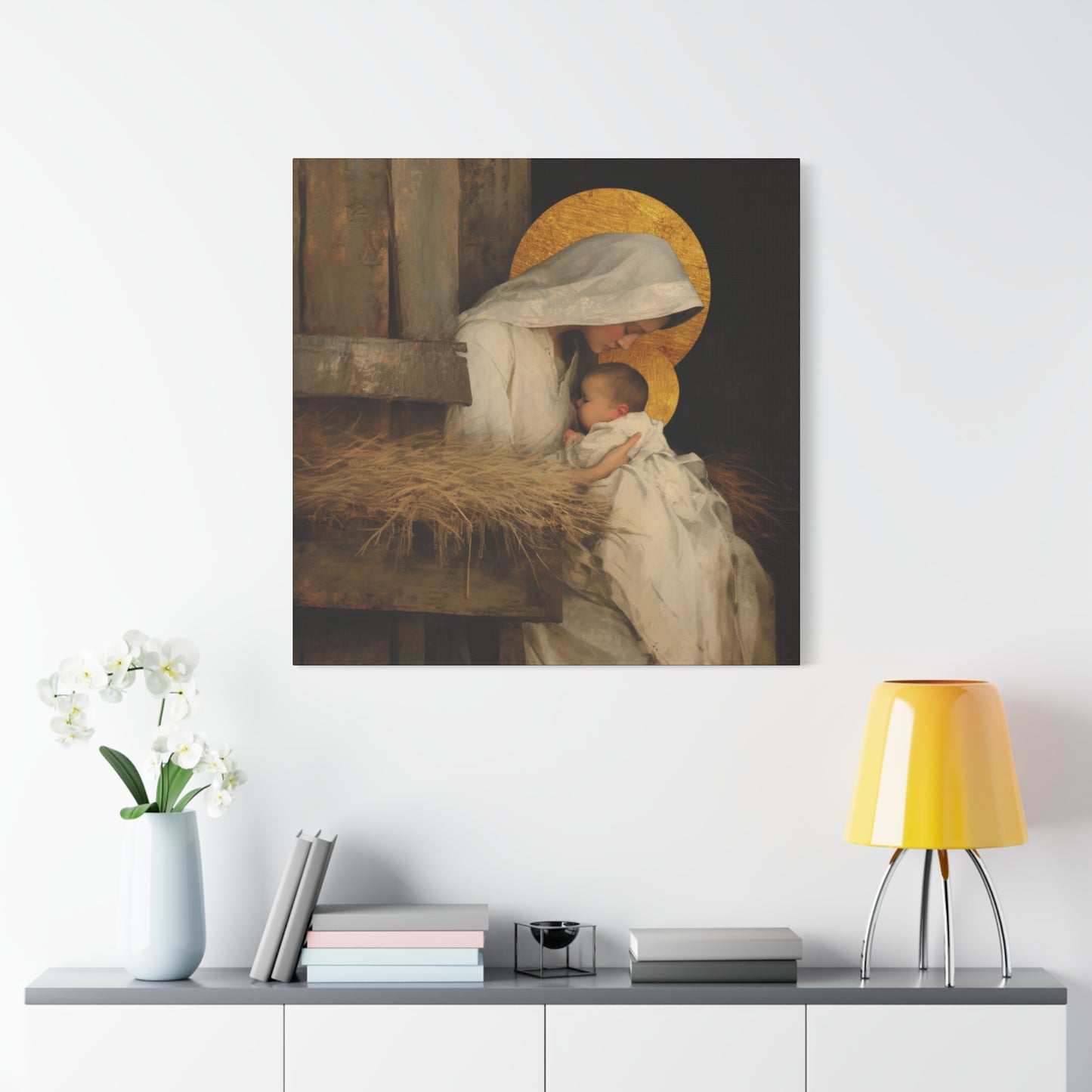 Our Lady of the Manger - Mother Mary and the Christ Child - Gallery Wrapped Canvas - Print - Religious Art for your Home - Catholic