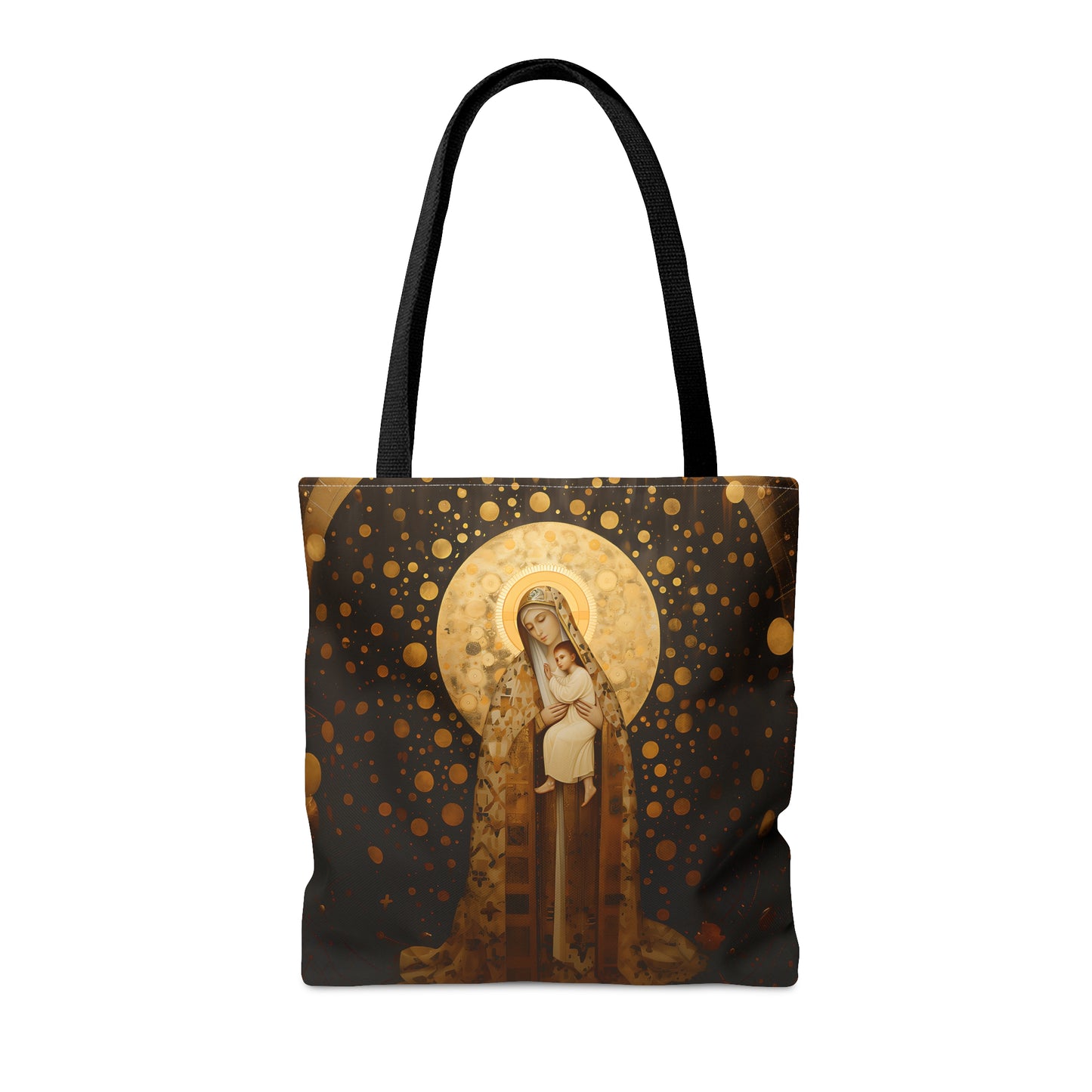 The Golden Mary - Virgin Mary Mary Mother of God Tote Bag - Catholic faith inspired carry-all purse - day to day bag - Double Sided