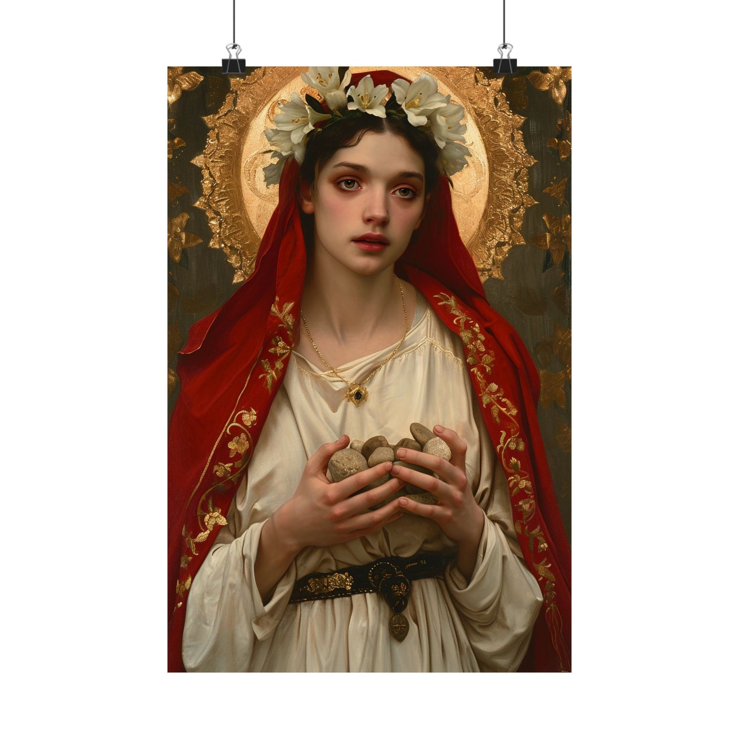 Saint Emerentiana - Sanctified Souls Print - Multiple Sizes - Premium Matte Vertical Posters - Catholic Poster Art for your home