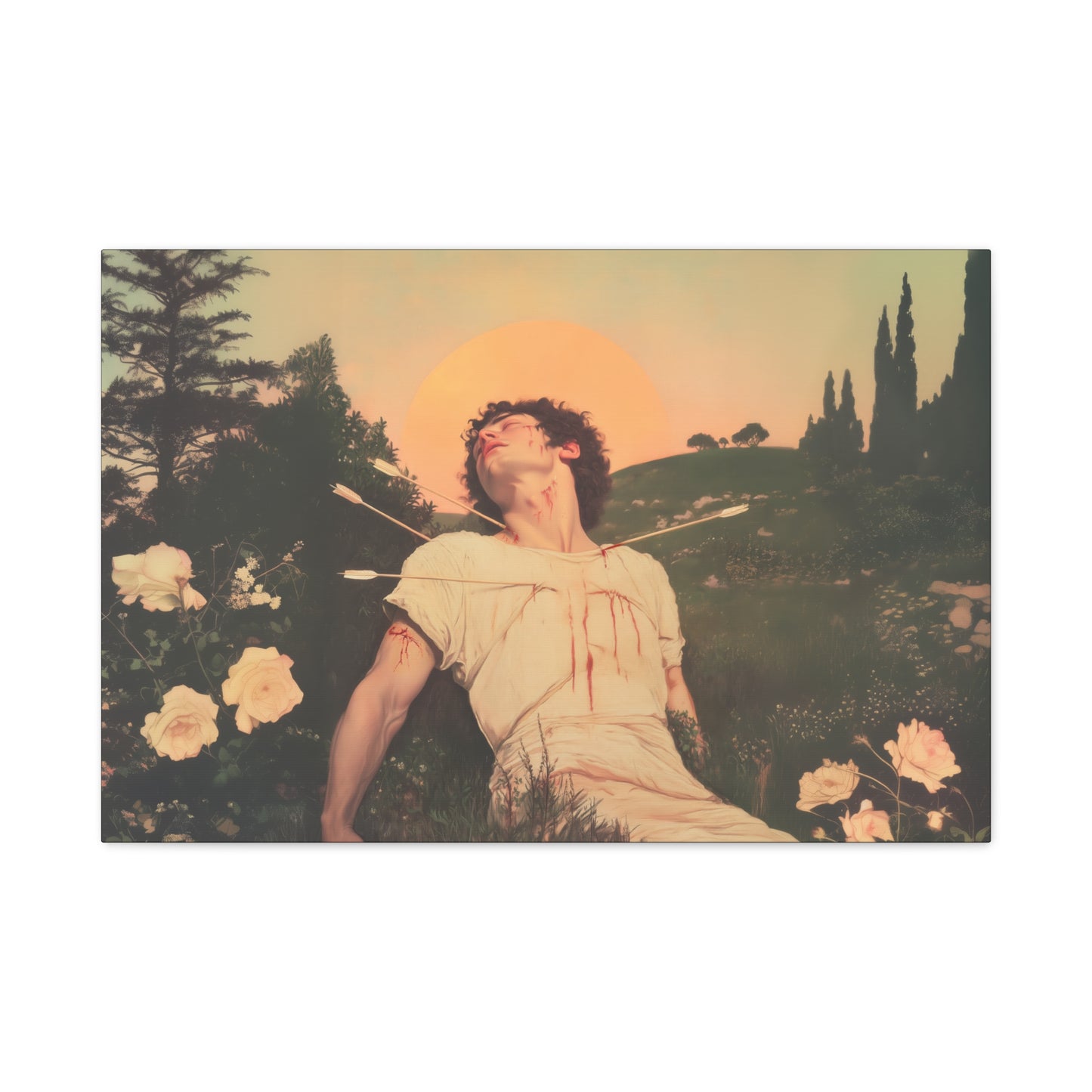 Saint Sebastian -  Museum Wrapped Canvas - Sanctified Souls Print - Religious Art for your Home - Catholic Patron Saint Art