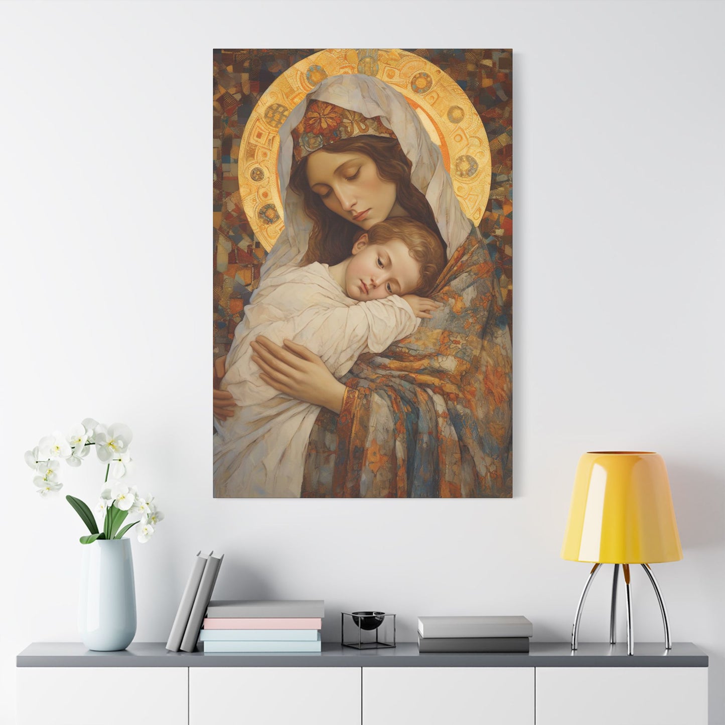 Cradle of Grace - Madonna and Christ Child - Museum Wrapped Canvas - Sanctified Souls Print - Religious Art for your Home - The Virgin Mary