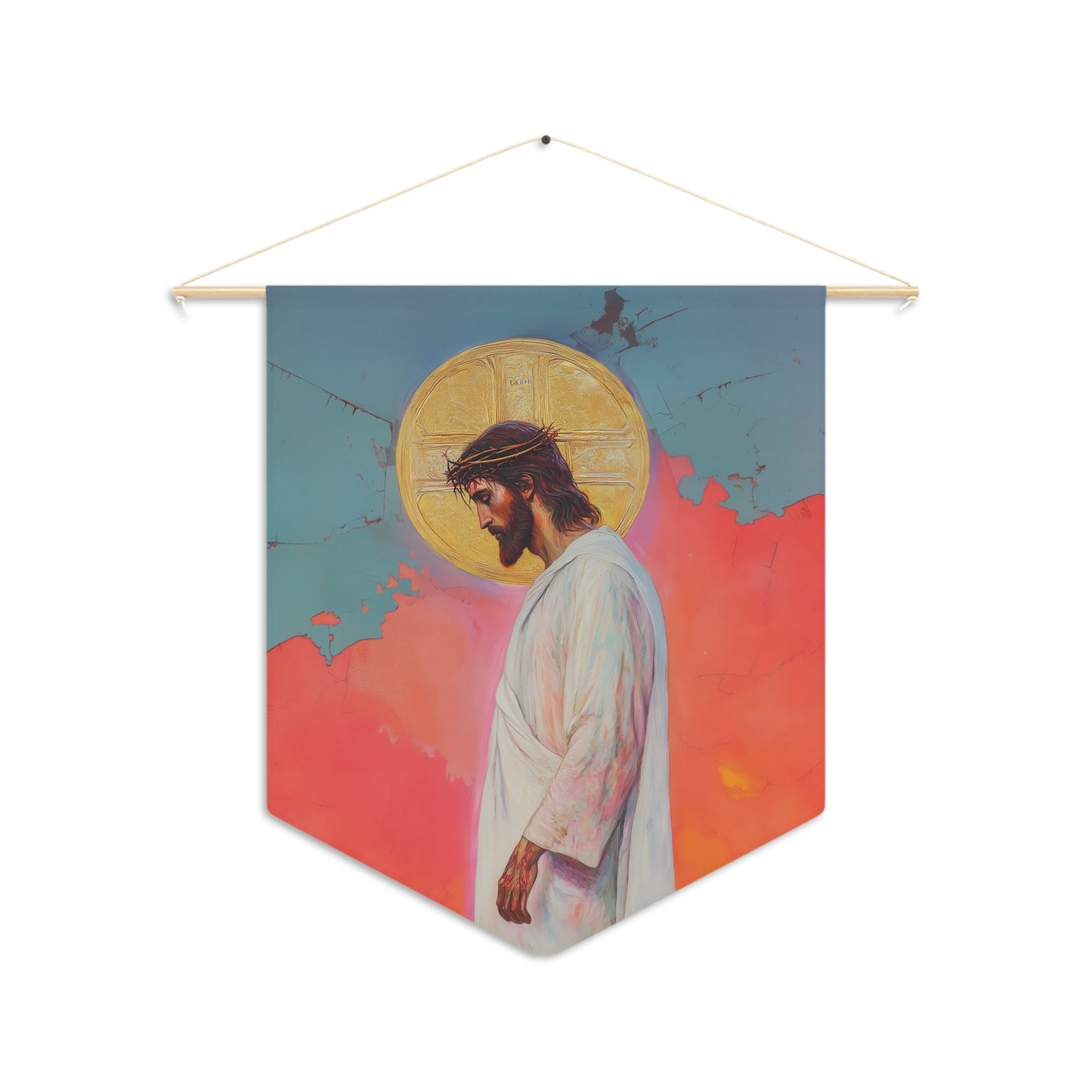 From the Tomb, Eternal Life Pennant / Banner / Wall Hanging - Prayer room art - Catholic Home - 18" x 21"