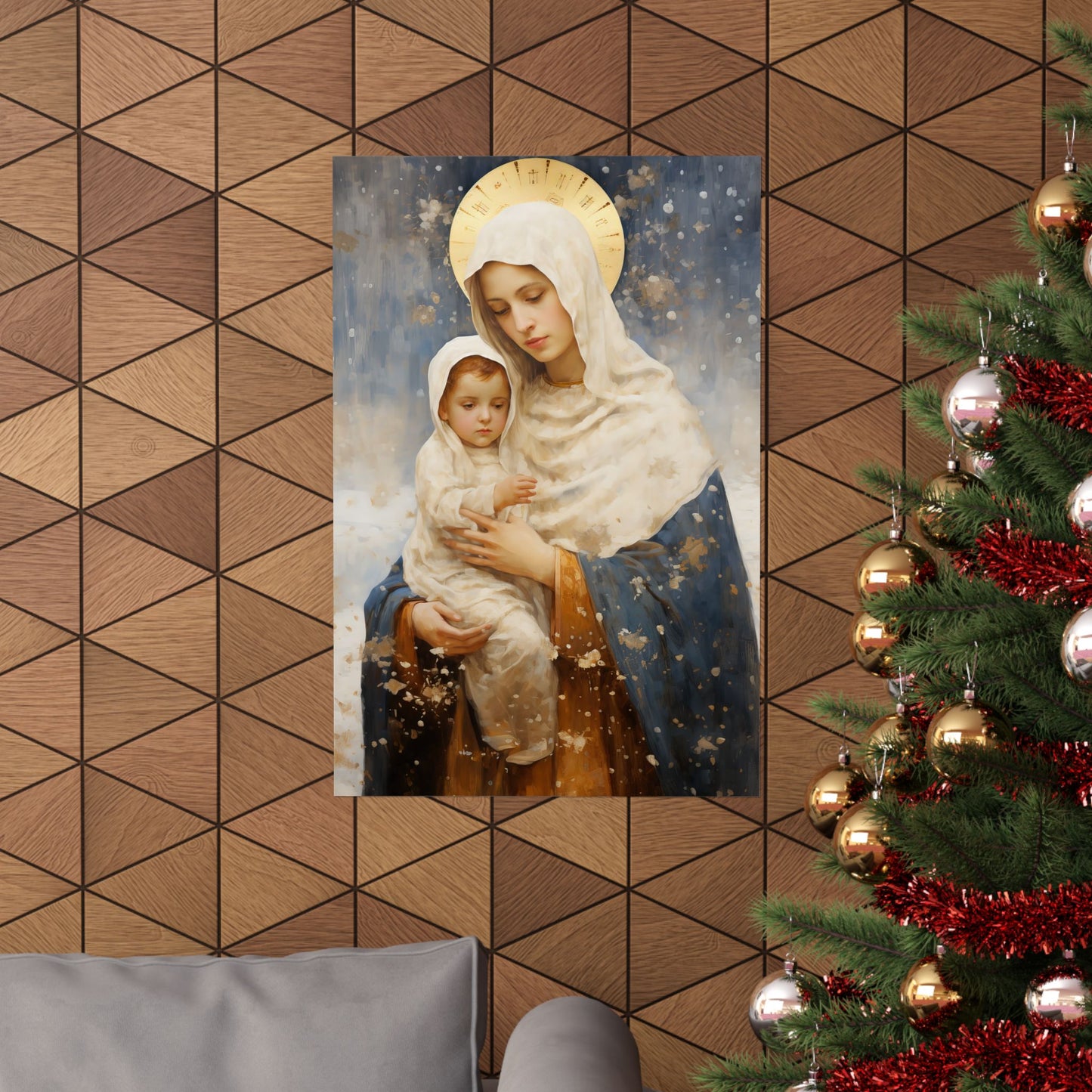 Winter's Grace : Our Lady of the Snows Print - Sanctified Souls Print - Multiple Sizes - Premium Matte Vertical Posters