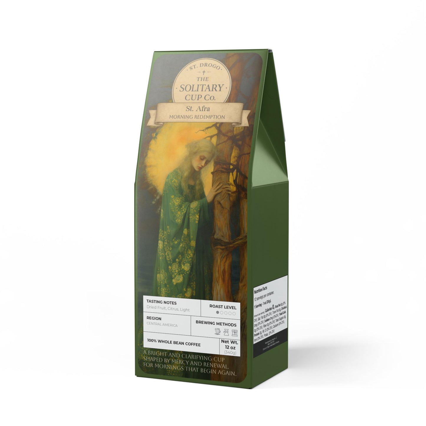 St. Afra - Morning Redemption (Light Roast) - St. Drogo - The Solitary Cup Co. - Artisan Catholic Saint Inspired Coffee - 12 oz.
