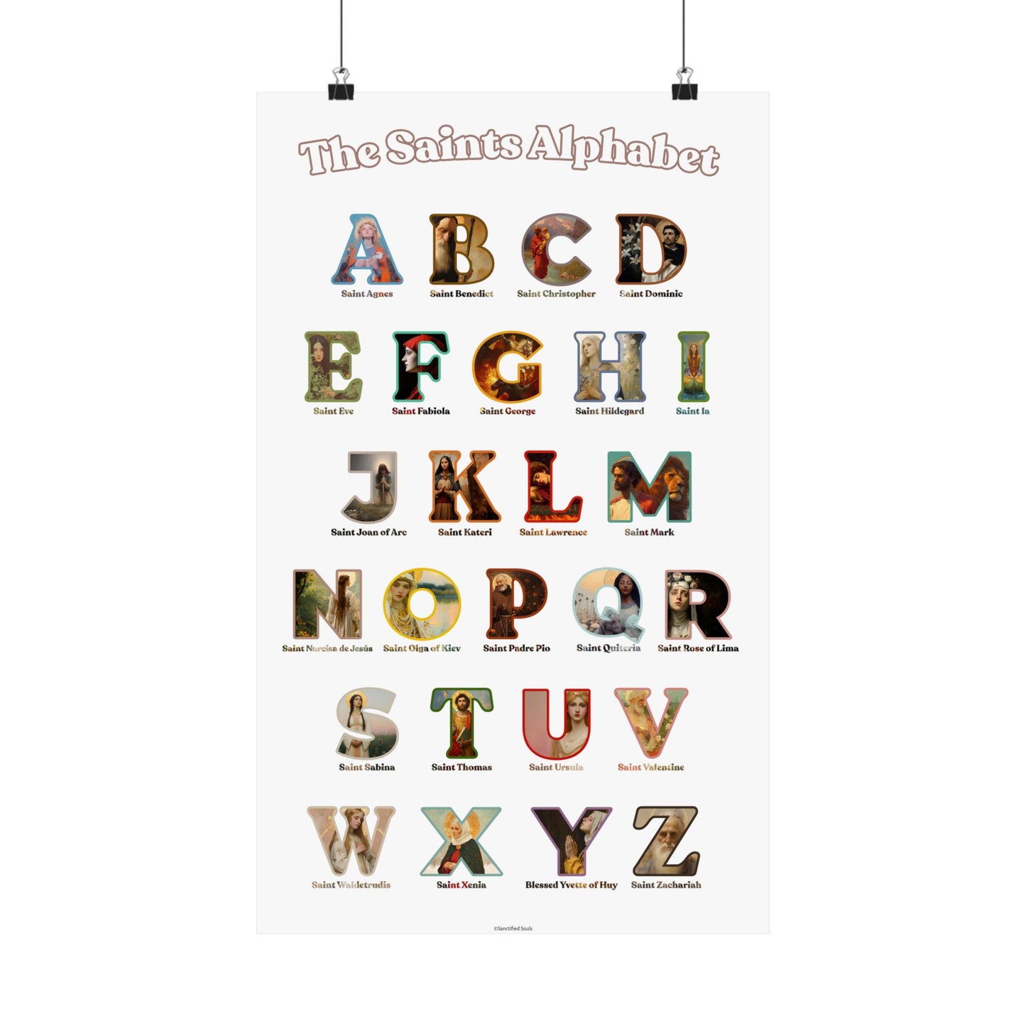 Catholic Saints ABC Print - Alphabet Poster - A to Z Saints Wall Art - Catholic Saints Chart- Classroom / Homeschool - Saints of the Church