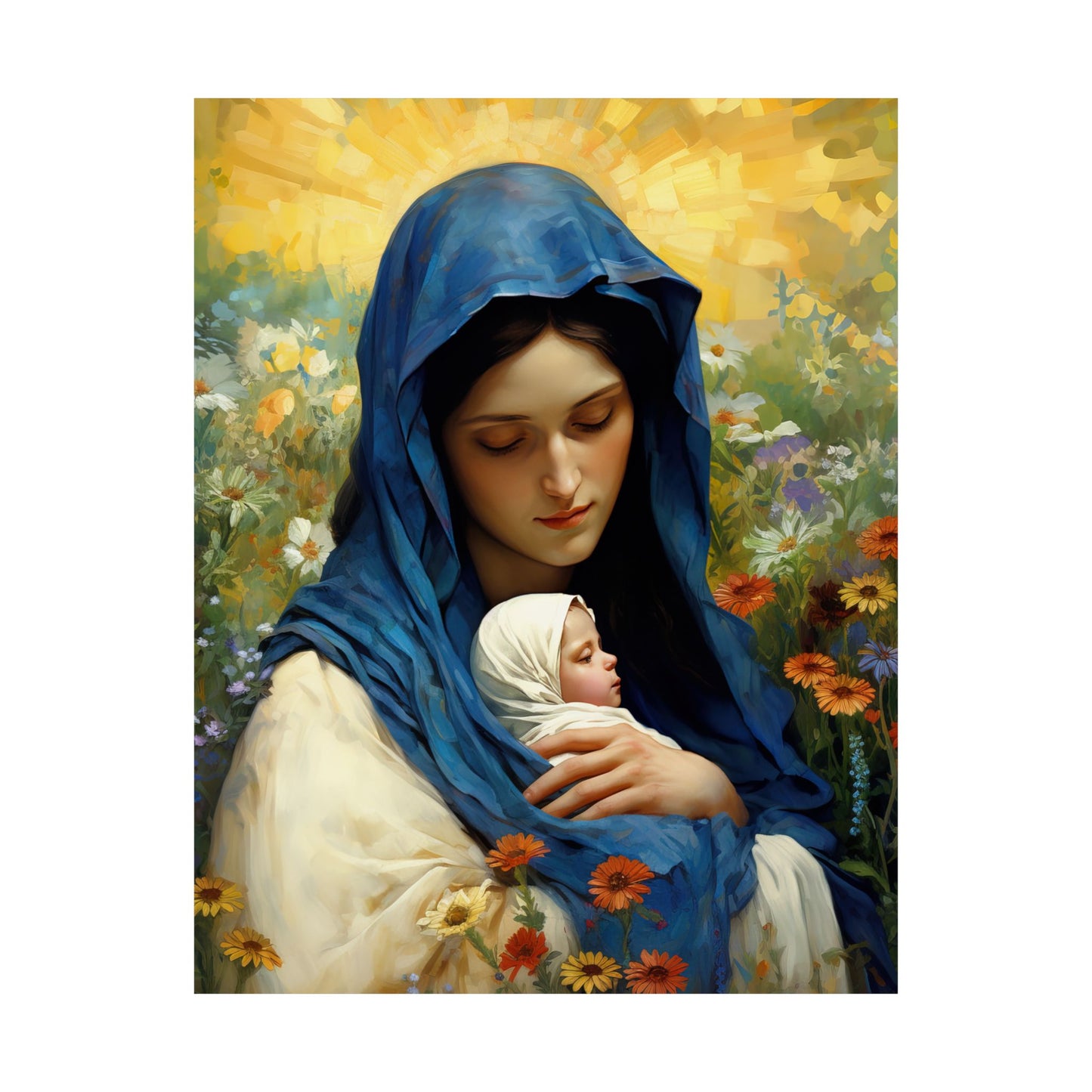Graceful Maternity : The Virgin Mary and the Infant Savior - Sanctified Souls Print - Multiple Sizes - Premium Matte Vertical Posters