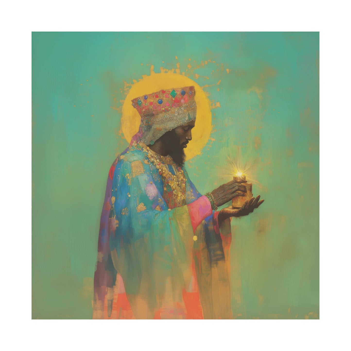 Balthazar and the Gift of Foretold Sorrow - 3 Wise Men - Sanctified Souls Print - Multiple Sizes - Premium Matte Vertical Posters