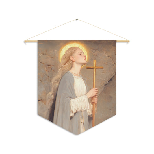 Saint Margaret of Antioch Pennant / Banner / Wall Hanging - Prayer room art - 18" x 21" - Catholic - Large Banner